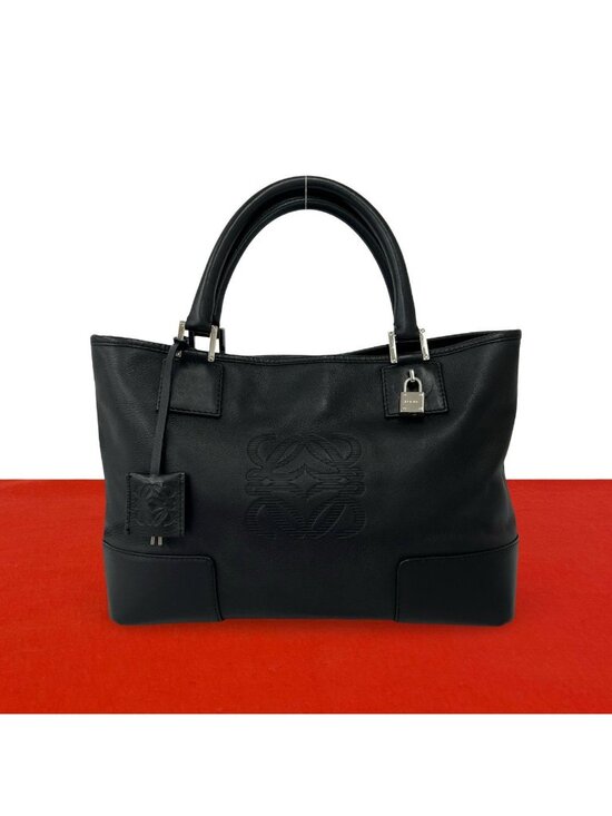 Loewe Handbags - Loewe Key with Cadena Anagram Logo Leather Handbag Mini Tote Black